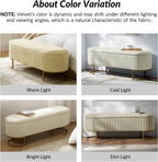 50.5” Velvet Storage Ottoman Bench with Gold-Toned Legs, Luxury Upholstered End of Bed Multi-Functional Footrest & Seat for Bedroom & Entryway