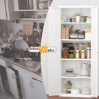 71" Tall Kitchen Pantry Cabinet, Metal Pantry Storage Cabinet with Adjustable Shelves, Freestanding Locker for Kitchen, Dining Room, Living Room, White