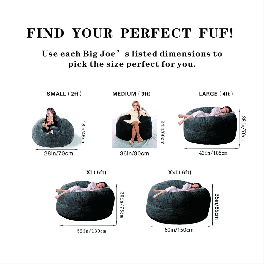 Bean Bag Chair Cover (No Filler), 3ft Fluffy Washable Large Bean Bag Chairs Cover for Adults for Living Room Bedroom Furniture