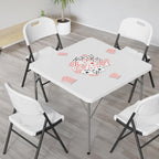 VINGLI White Card Square Table, 38 inch Foldable Legs Full Table Top, Easy to Set up and Store, Folding Portable for Game Puzzles, Gathering, Party, Dining, Indoor, Outdoor, Outside
