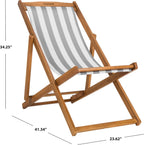 SAFAVIEH Outdoor - Loren Folding Sling Chair Set of 2 - Brown & Grey Stripe - Solid Wood Frame - Portable Bistro Design - Ideal for Patio, Poolside, Backyard, 24" W x 43" D x 25" H (PAT7040B-SET2)
