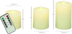 Deco 79 Wax Cylinder Flameless Candle with Remote Control, Set of 3 3", 4", 5"H, White