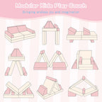 Modular Kids Play Couch, 5 Second Quick Bounce High Density Foam, Corduroy Fabric, Kids Sofa That Inspires Toddler Creativity for Playroom Bedroom Living Rooms Toddler Sofa -Pink and Beige