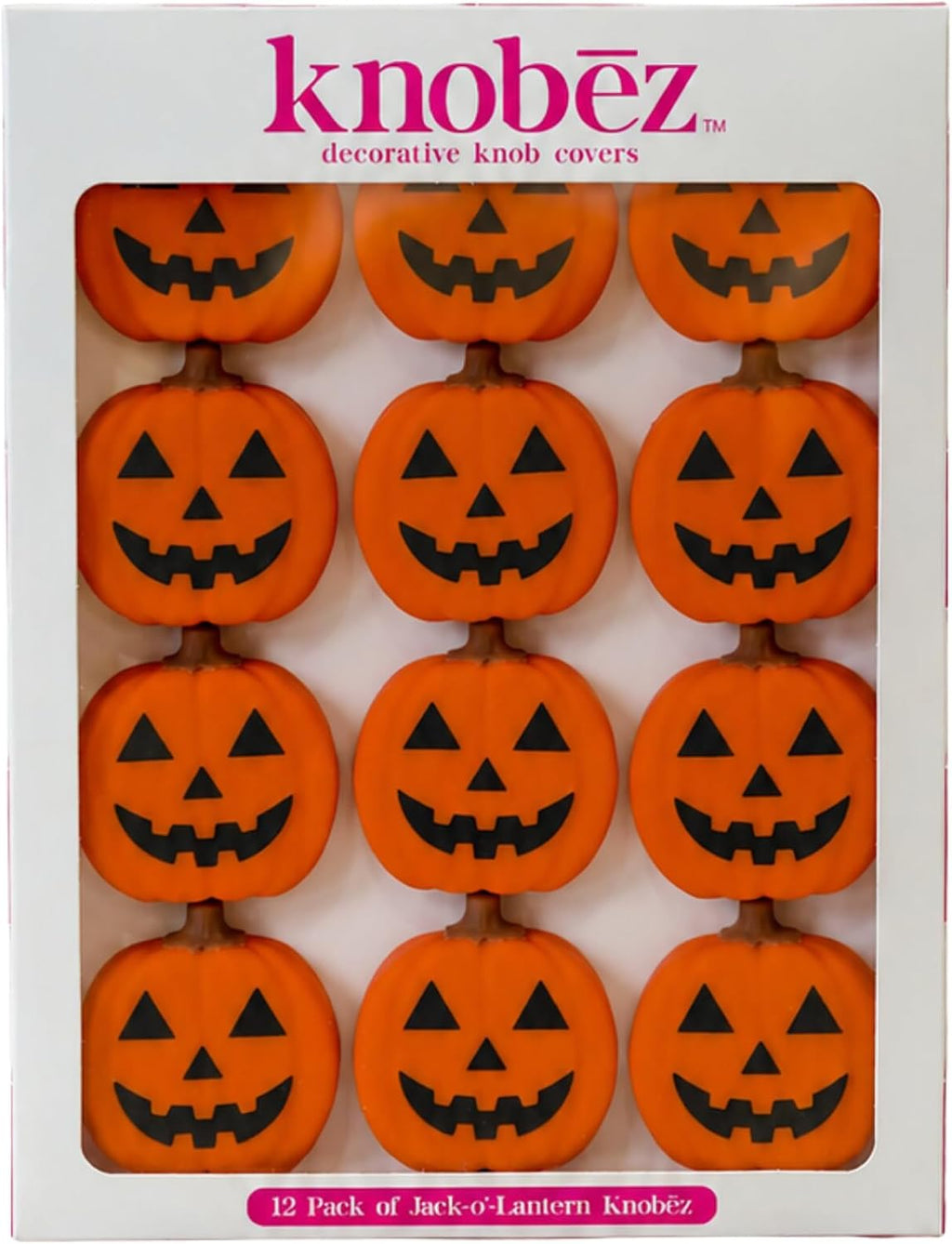 Knobēz: Decorative Knob Covers - Jack o Lantern - 12pk - Stretch Over Hardware Decorations, Cozy Seasonal Autumn Colors, Kitchen-Bathroom-Dressers-Home