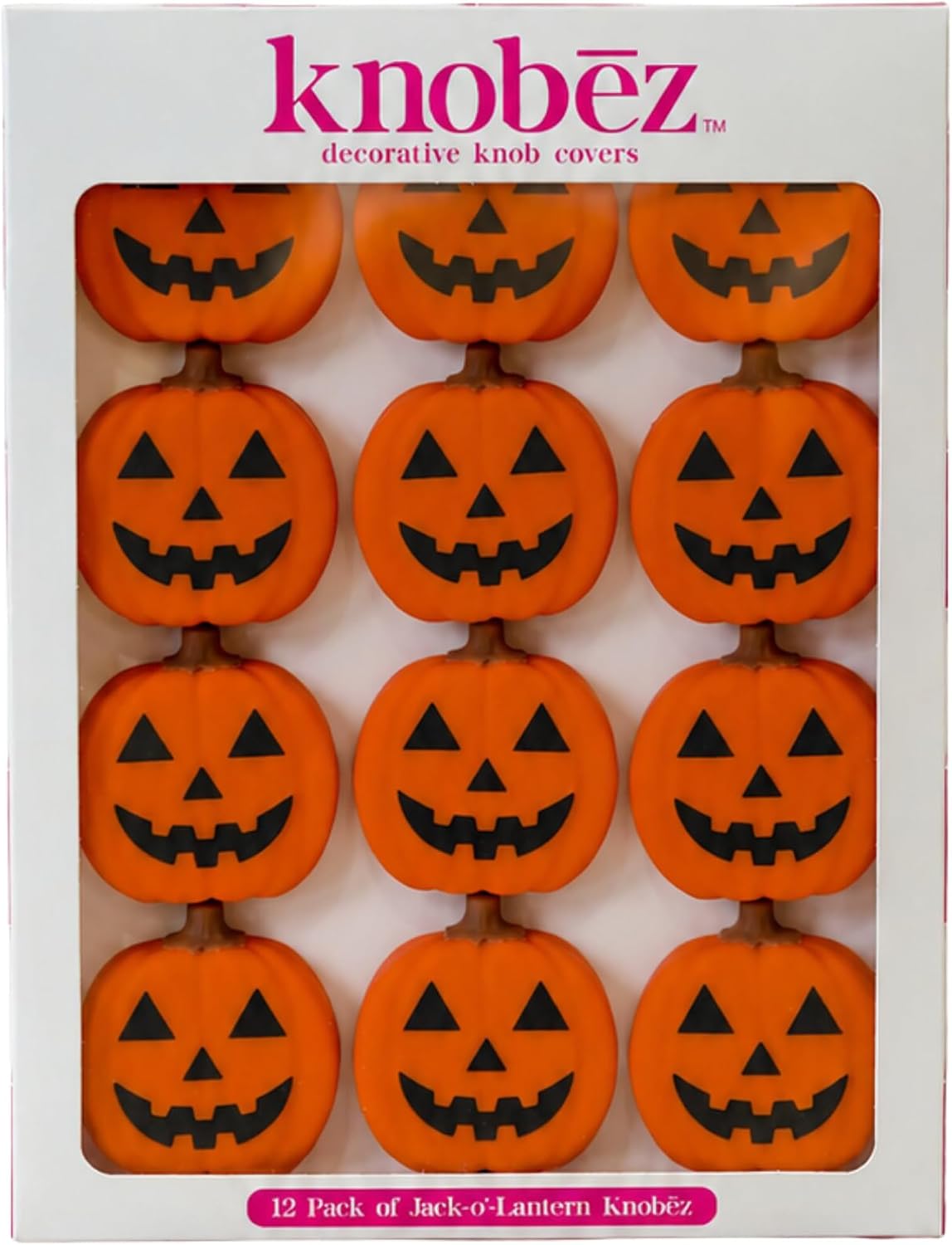 Knobēz: Decorative Knob Covers - Jack o Lantern - 12pk - Stretch Over Hardware Decorations, Cozy Seasonal Autumn Colors, Kitchen-Bathroom-Dressers-Home