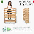 DECOMIL - 72 Bottle Stackable Modular Wine Rack Wine Storage Rack Solid Bamboo Wine Holder Display Shelves, Wobble-Free (Eight-Tier, 72 Bottle Capacity)