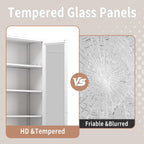 72" Storage Cabinet Metal Kitchen Pantry Cabinet with 2 Glass Doors & Adjustable Shelves,Freestanding Storage Organizer Utility Cupboard for Pantry, Kitchen, Bathroom,White