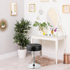 Nova Microdermabrasion Vanity Chair Stool Modern Tufted Round Ottoman Stool Swivel Makeup Chair for Bathroom Bedroom Living Room (Black)
