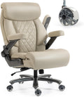 DYHOME 700LBS Heavy Duty Office Chair with 4D Armrest, Comfy Big and Tall Executive Office Desk Chair, Ergonomic Computer Chair with Pocket Spring Cushion & Lumbar Support, Dual Rubber Wheel (Beige)