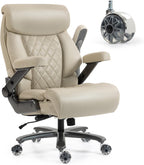DYHOME 700LBS Heavy Duty Office Chair with 4D Armrest, Comfy Big and Tall Executive Office Desk Chair, Ergonomic Computer Chair with Pocket Spring Cushion & Lumbar Support, Dual Rubber Wheel (Beige)