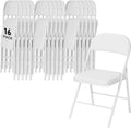 SEALAMB 16 Pack Folding Chairs with Cushion Seat, Heavy Duty Metal Frame Portable Stackable Chairs for Wedding Party Office School Church Events, Indoor Outdoor Use, 350 lb Capacity,White