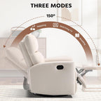 HAOMARKETS Swivel Rocker Recliner Chair Set of 2, Manual Faux Leather Glider Rocking Recliners for Adults, 360° Swivel Nursery Reclining Sofa with Padded Backrest for Living Room, White