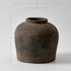 LB2 Brown Ceramic Large Vase, 11" Tall Zen Style vase, Terra Cotta Pitcher, Distressed Farmhouse Decor, Pottery Decorative Flower for Home Decor (B - Brown 11")