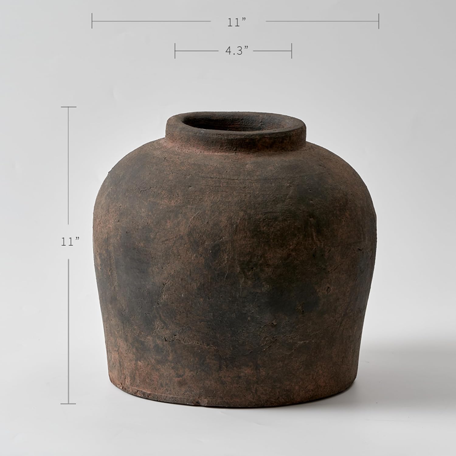LB2 Brown Ceramic Large Vase, 11" Tall Zen Style vase, Terra Cotta Pitcher, Distressed Farmhouse Decor, Pottery Decorative Flower for Home Decor (B - Brown 11")