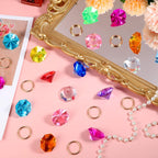 Chalyna 70 Pcs Acrylic Gem Alloy Gold Round Decor Set with Gift Bag for Birthday Party Supplies 7.9 x 11.8 Inch
