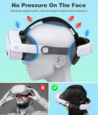 DXKK MQ5001 Head Strap for Meta Quest 3/Quest 3S/Quest 2, Enhanced Comfort Head Strap with Soft Padding, Quick-Switch Reality Design, Adjustment Dial (No Battery),