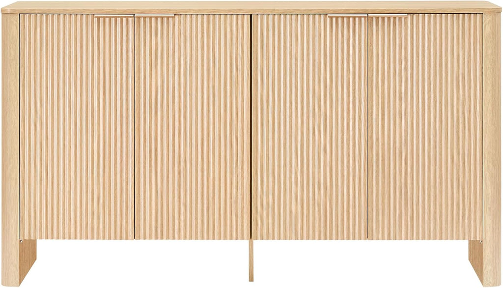 CHITA 61" Sideboard Buffet Cabinet with Storage, Living Room Accent Cabinet with Doors and Adjustable Shelves, for Bar, Kitchen, Oak
