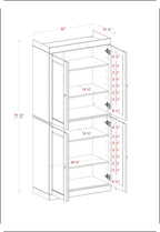 Palace Imports Solid Wood Kitchen Pantry Cabinet - 71.5" Tall x 32" Wide - Wooden Storage Cabinet with 4 Shaker Doors & 4 Adjustable Shelves, Aqua, 100% Renewable Eco-Friendly Wood, Made in Brazil