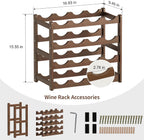 Wine Rack 16-Bottle Capacity, Space-Saving Countertop Wine Storage Organizer – Sturdy Bamboo Wine Holder for Kitchen, Bar,Cabinets & Pantry, Easy Access & Clutter-Free Organization(4-Tiers)