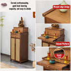 Altar Table with Double Door Storage & Layered Shelf,Chinese Style Buddhist Shrine Cabinet for Home Temple,Meditation Display Table with Vintage F Original Color L60xW38xH185cm/23.6x15x72.8in