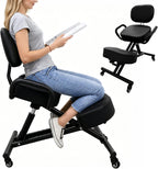 Ergonomic Kneeling Chair with Back Support, Adjustable Height Posture Chair for Home Office, Promotes Healthy Sitting and Better Posture, Prevents Cross-Legged Sitting, Black