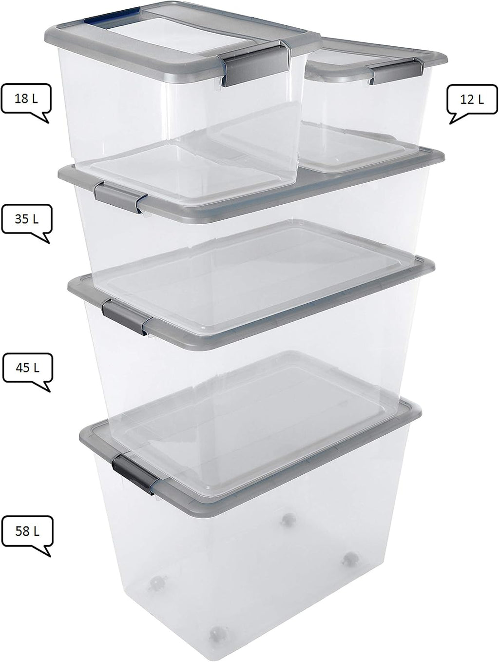 Sundis 4351004 Kliker Box Storage Box PP Argent 57 x 39 x 30,5 cm
