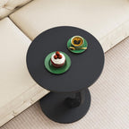 C-Shaped Solid Wood Round End Table - Side Table for Couch, Sofa Tables Slide Under Couch for Living Room, Small Nightstand for Small Space, Black