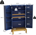 ARTPOWER 45'' Kitchen Pantry Cabinet, 4 - Layer Storage Cupboard with Adjustable Shelves for Storage Cabinet Pantry, Food Pantry Cabinet for Kitchen, Dining Room and Living Room,Gold Legs, Blue