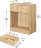 HOOBRO Round Side Table and Nightstand Bundle, 2-Tier Round Sofa End Table, Modern End Table with 1 Drawer and 1 Open Compartment, WW183BZ01-NL208BZ01