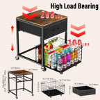 Housolution Mobile Mini Fridge Stand with Storage, Height-Adjustable Mini Beverage Fridge Table, Coffee Bar, 200 lbs Heavy-Duty Compact Refrigerator Shelf with Rolling Cabinet for Kitchen Home Office