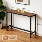 PayLessHere 55 Inch Bar Table, Counter Height Rectangular Pub Table with Wood Top & Metal Frame, Industrial High Top Table for Kitchen Dining Entryway, Brown
