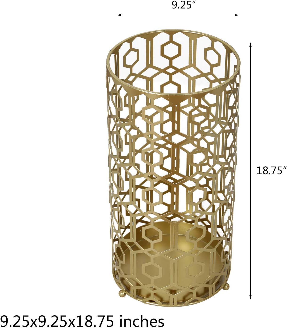 19" H Modern Metal Umbrella Stand for Entryway, Round Cane and Walking Stick Holder with Drip Tray, Elegant Home & Office Foyer Decor, Gold
