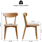 100% Solid Wood Dining Chairs,Mid Century Modern Dining Chairs with Rounded Backrest,Kitchen,Dining Room Chairs Set of 1/2/4 (1, Natural Color)