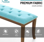 PHI VILLA Bench for Bedroom End of Bed - Dining Bench with Sturdy Wood Legs, Extra-Long Upholstered Tufted Bed Bench Seat, Farmhouse Entryway Bench
