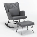 Bonrcea Nursery Rocking Chair, Glider Chair,Rocking Accent Chair with Lumbar Pillow and Ottoman for Nursery/Living Room/Bedroom