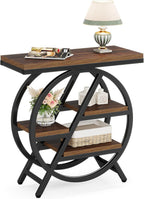 Tribesigns Side Table for Living Room, 4-Tier Narrow End Table with Storage, Industrial Wooden Beside Tables with Geometric Metal Frame, Nightstand for Small Spaces, Bedroom, Rustic Brown