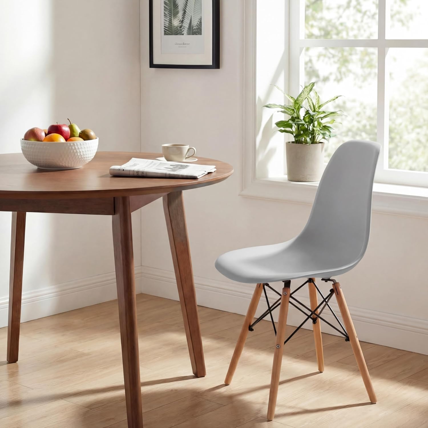 Furmax Modern Style Dining Chair Mid Century Modern DSW Chair, Shell Lounge Plastic Chair for Kitchen, Dining, Bedroom, Living Room Side Chairs Set of 4