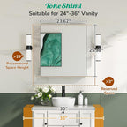 TokeShimi 24x26 Mirrored Medicine Cabinet, Aluminum Recessed Wall Mounted Bathroom Cabinet with Full-Overlay Mirrors
