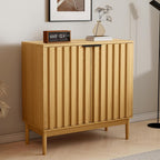 Otterease Fluted Buffet Cabinet with Storage, Wooden Sideboard with Doors & Adjustable Shelves, Modern Accent Cabinet for Kitchen, Living Room, Entryway, Hallway, Natural