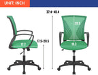 Home Office Chair Computer Ergonomic Chair Mesh Mid Back with Wheels Lumbar Support Armrest and Adjustable Executive for Men&Women (Green)