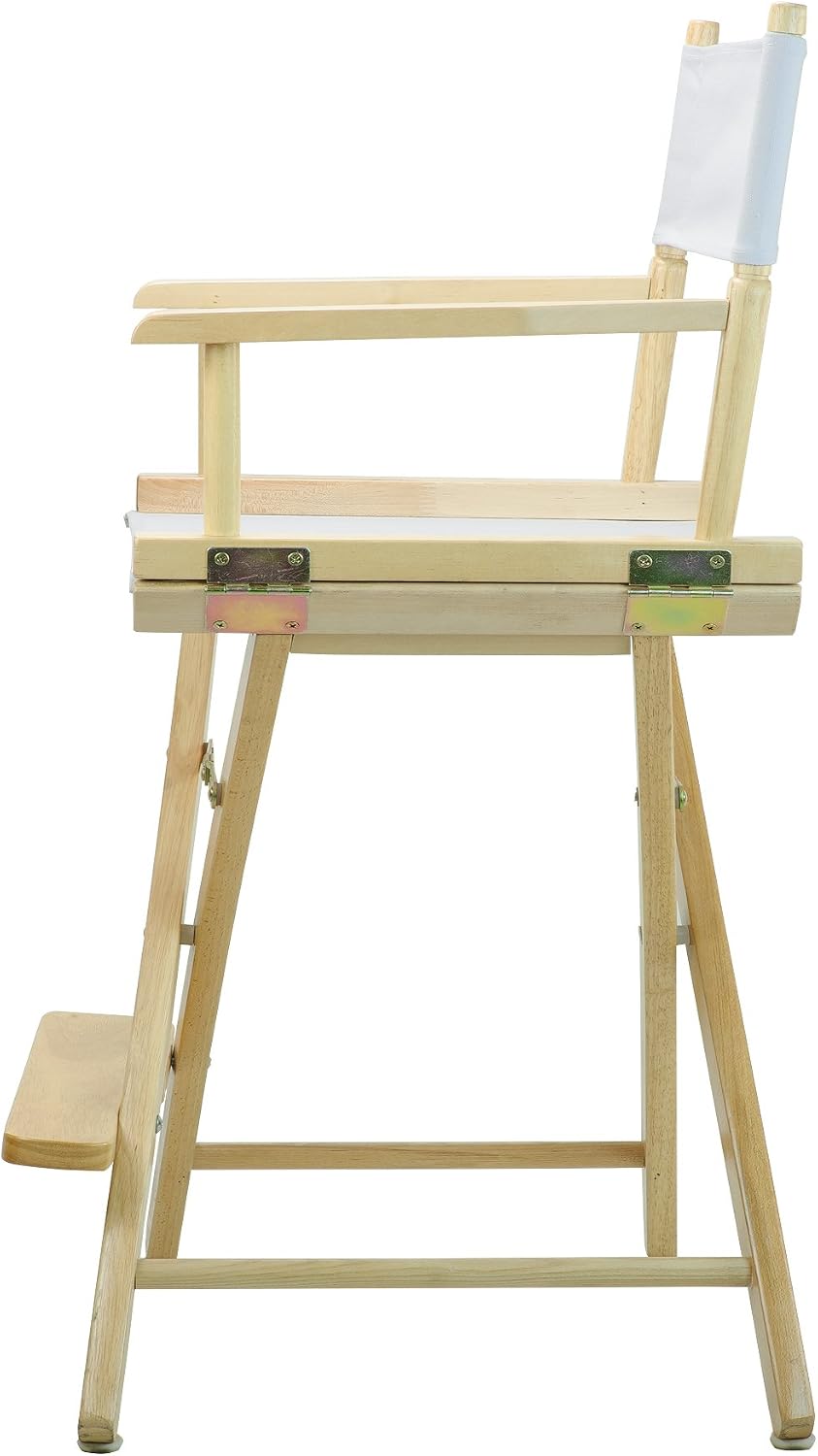 Casual Home 24" Director's Chair Natural Frame with White Canvas, Counter Height
