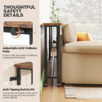 78.7’’ Narrow Console Table with 26"–34" Height Adjustable, Behind Couch Table Skinny with 2 Power Outlets and USB Ports, Long Sofa Tables for Living Room and Small Spaces, Rustic Brown