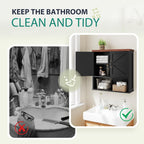Smuxee Farmhouse Bathroom Cabinet Wall Mounted, Black Medicine Cabinet with Adjustable Shelf, Bathroom Cabinet for Living Room, Laundry Room