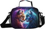 Cheetah Tiger Galaxy Lunch Box for Boys Girls Insulated Lunch Bag Kids Cooler Tote Shoulder Strap Reusable School Picnic Travel Office