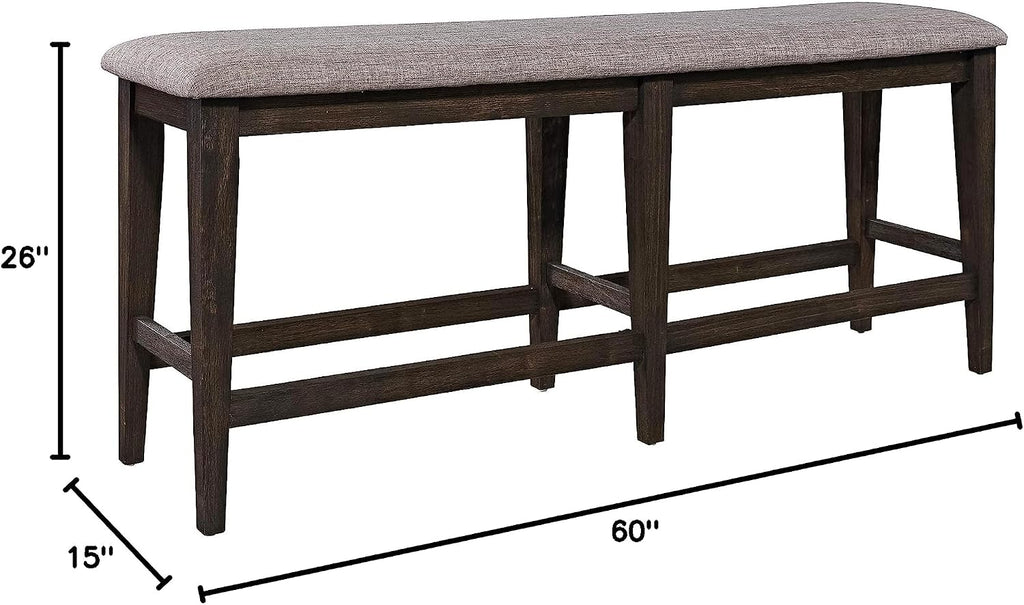 Liberty Furniture Industries Double Bridge Counter Bench, W60 x D15 x H26, Dark Brown/Gray