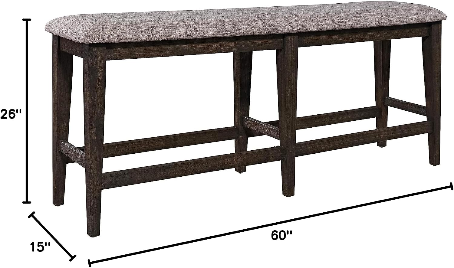Liberty Furniture Industries Double Bridge Counter Bench, W60 x D15 x H26, Dark Brown/Gray