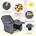 Costzon Kids Recliner Chair with Cup Holder, Adjustable Lounge Chair w/Footrest & Side Pockets for Children Boys Girls Room, Ergonomic Toddler Furniture Sofa, Kids Recliner (Grey)