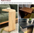 C-Shaped Side Table, Solid Wood End Table for Couch Sofa and Bed, Wooden C Tables for Living Room Bedroom, Small Snack Tray Table for Space Saving (1, 24.4" H-Natural)