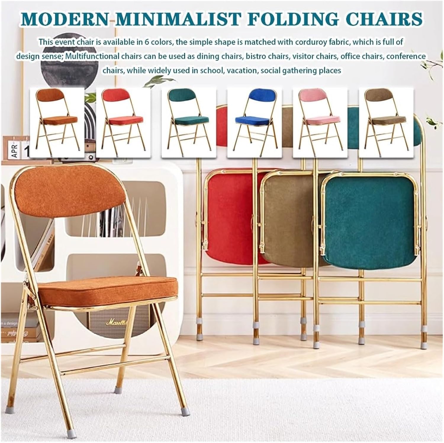 Folding Chairs Dining Chair Set with Padded Cushion and Back Indoor Outdoo Seat for Home Office Events Wedding Party