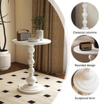 Funecy Metal Small End Table,Vintage Matte Black Round Side Table Nightstand for Bedside or Sofa,Small Accent Pedestal Table for Living Room Corners Bedroom Patio and bar (Light White)